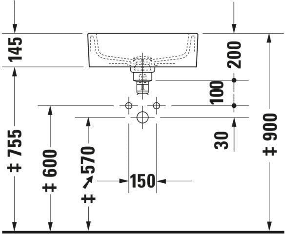 DURAVIT Aufsatzbecken Starck 1 480 mm mit Überlauf, Hahnlochbank, weiß geschliffen