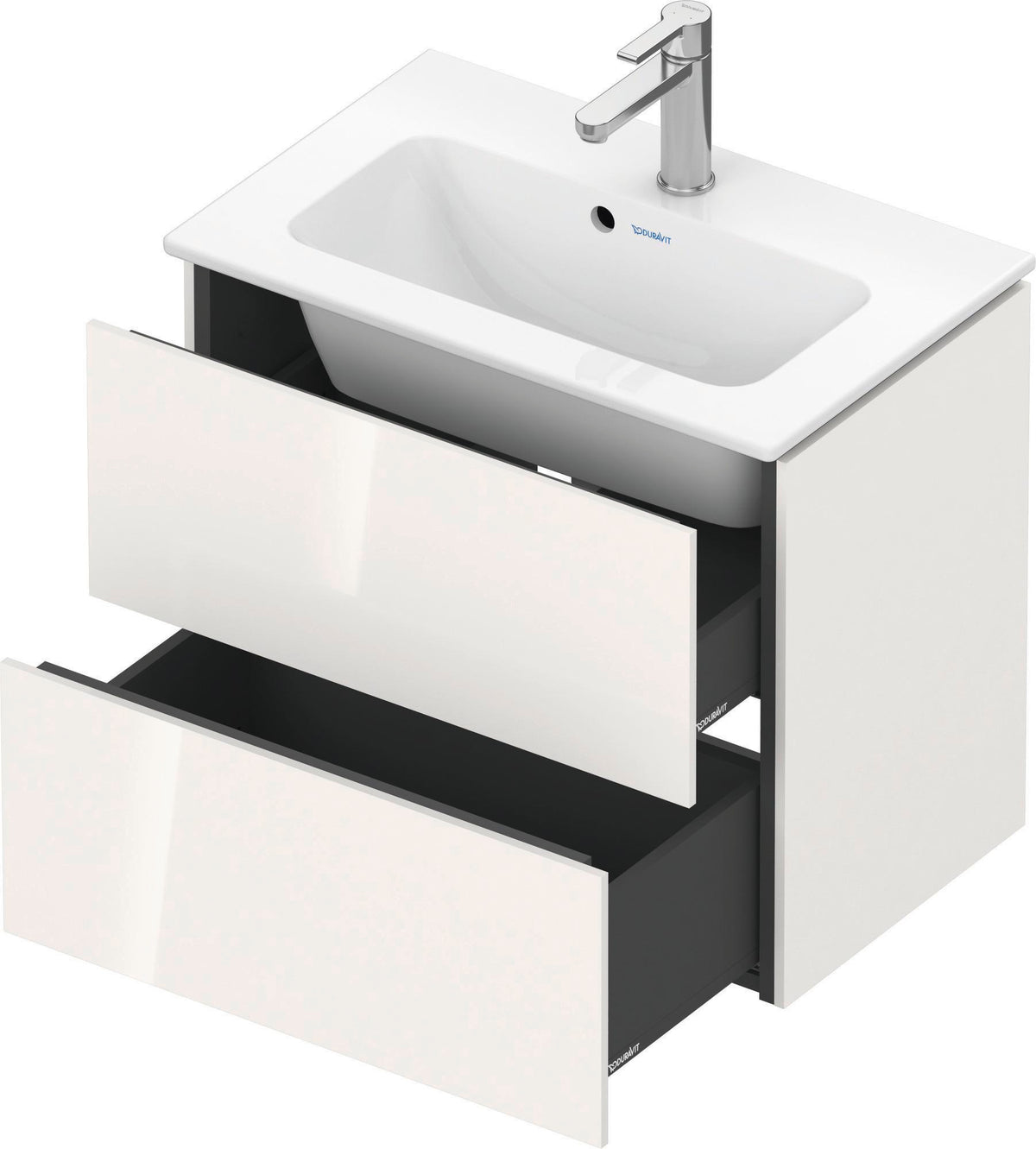 Duravit L-Cube Waschtischunterbau 620 mm Weiß Matt mit 2 Schubkästen und Tip-On Technik