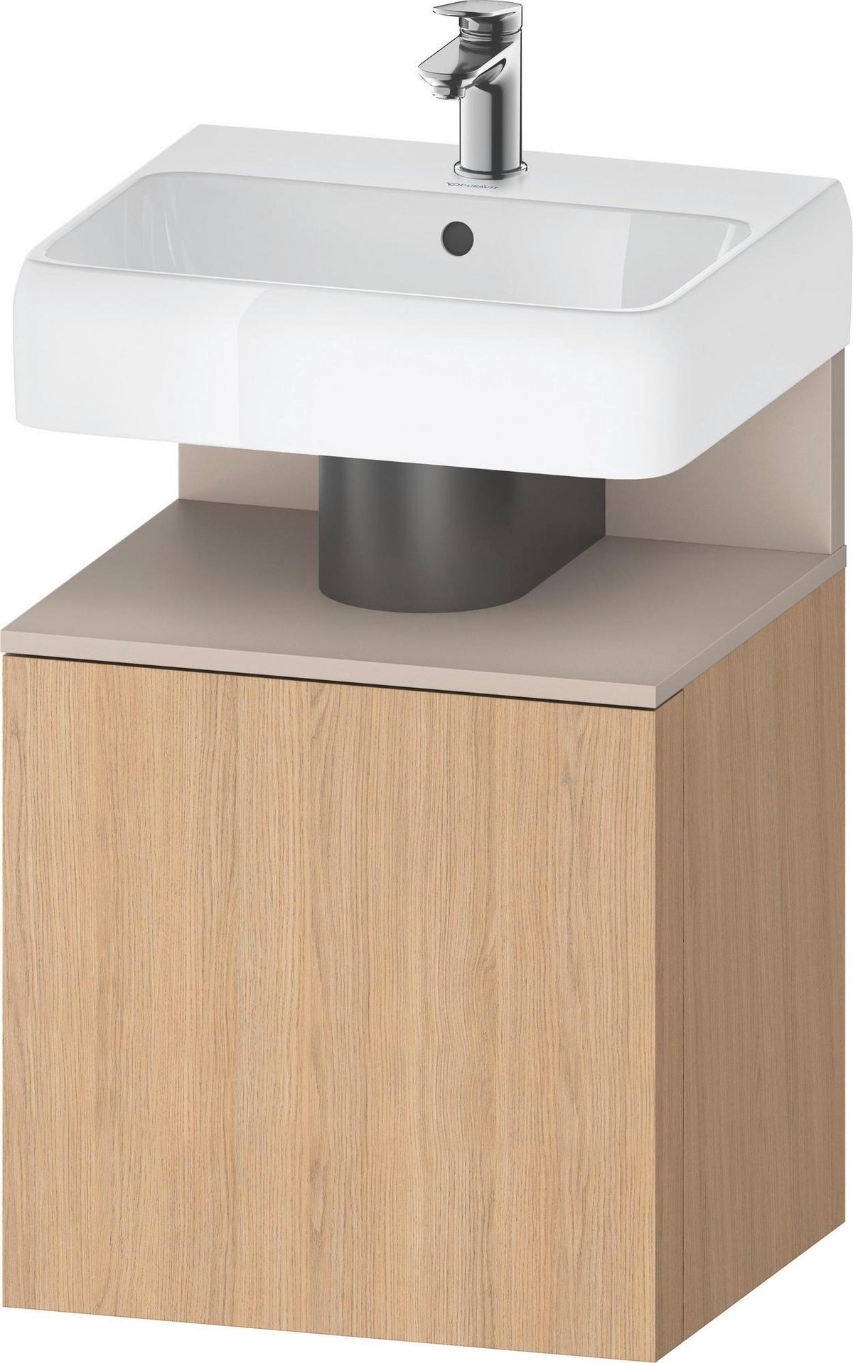 DURAVIT Qatego Waschtischunterbau 490 mm wandhängend, 1 Tür links, Weiß Matt mit Eiche Schwarz Nische