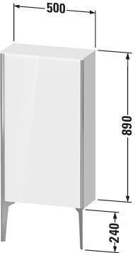 DURAVIT XViu Halbhochschrank 890x500x240mm rechts champagner matt/leinen