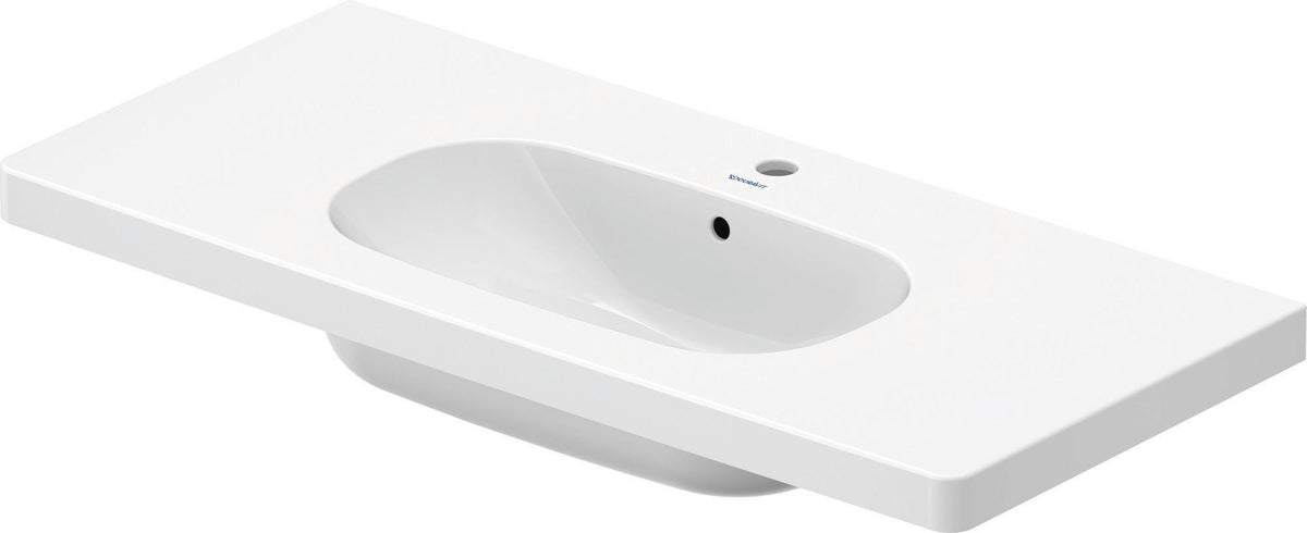 Duravit D-Code Möbelwaschtisch 1050 mm Weiß mit Überlauf und Hahnlochbank – Wandhängend