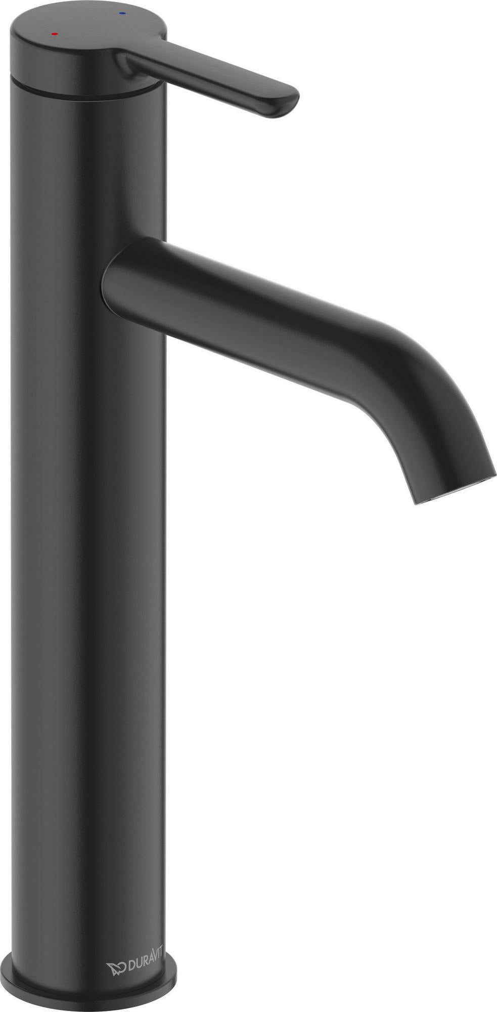 DURAVIT C.1 Einhebel-Waschtischmischer L ohne Zugstange, Schwarz Matt, 136 mm Ausladung