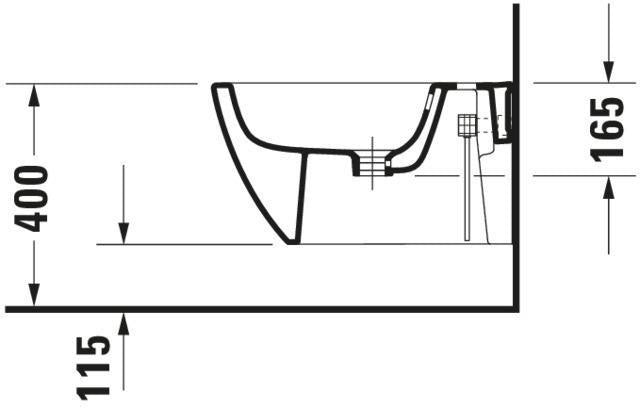 DURAVIT Wand-Bidet Happy D.2 540 mm Anthrazit Matt mit Überlauf und 1 Hahnloch