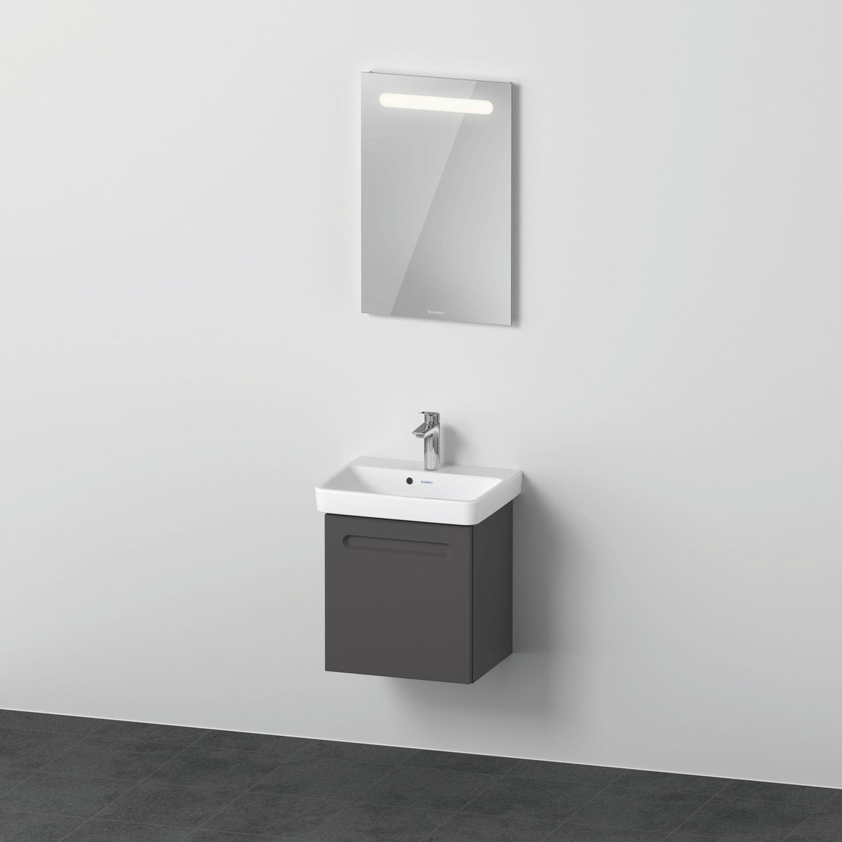 Duravit No.1 Möbel-Set 500x390mm Graphit Matt mit Waschtisch, Unterbau, Spiegel und LED-Beleuchtung
