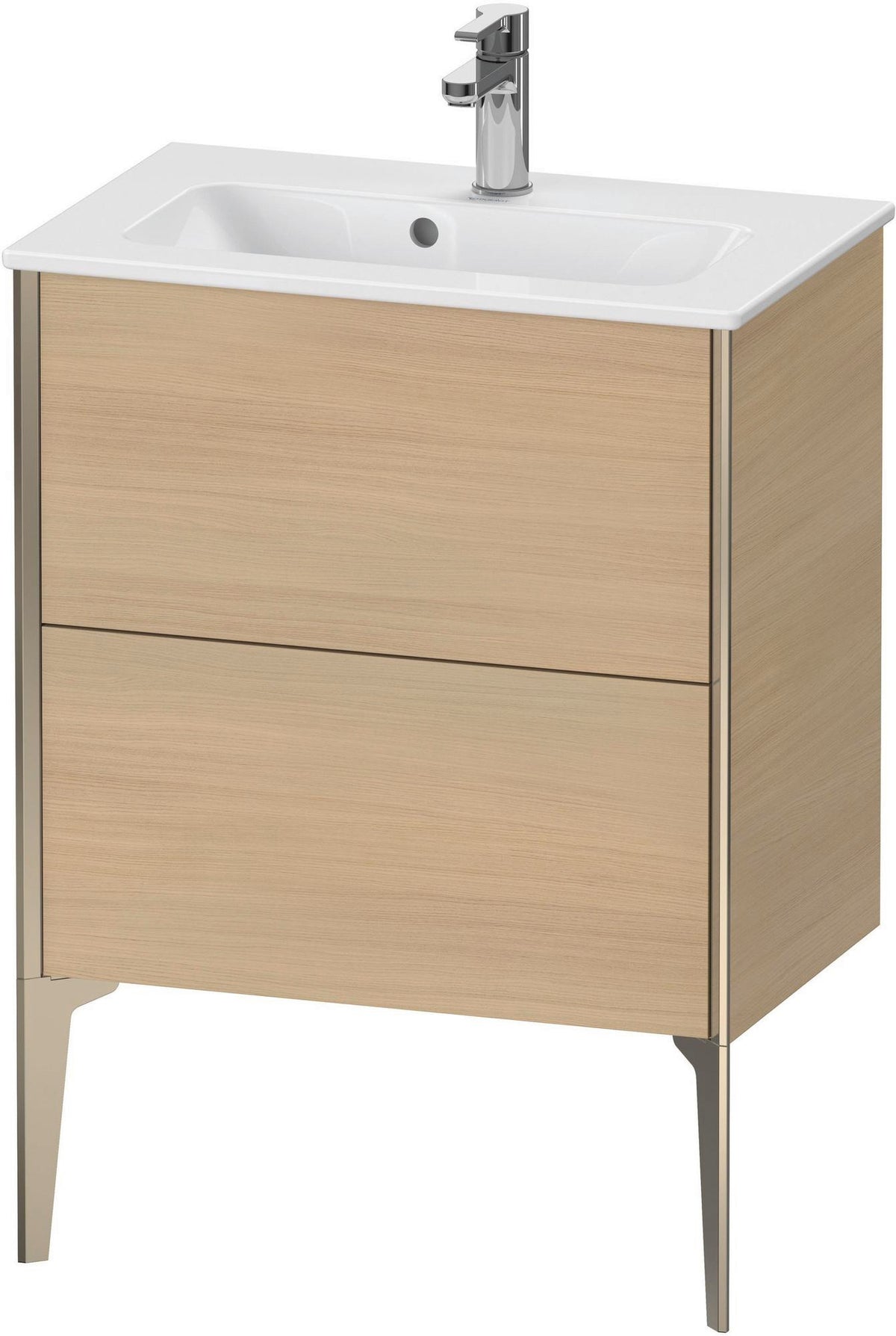 Duravit XViu Waschtischunterbau bodenstehend 610 mm, 2 Auszüge, champagner matt/weiß matt