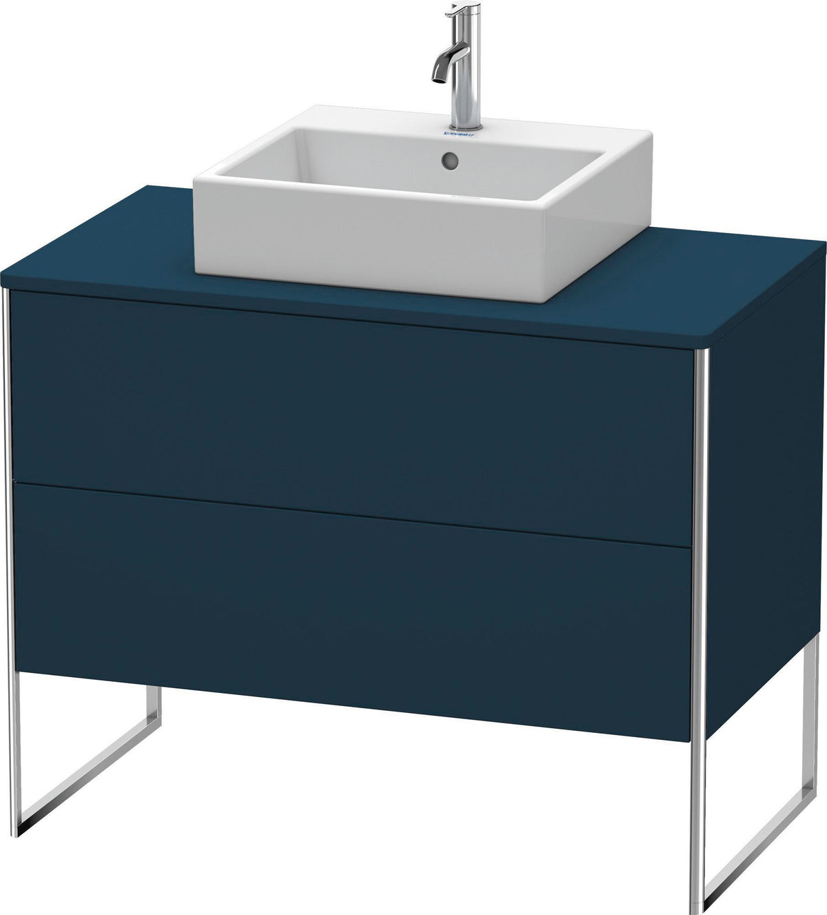 Duravit XSquare Konsolenwaschtischunterbau 1000 mm Nachtblau seidenmatt mit 2 Schubkästen