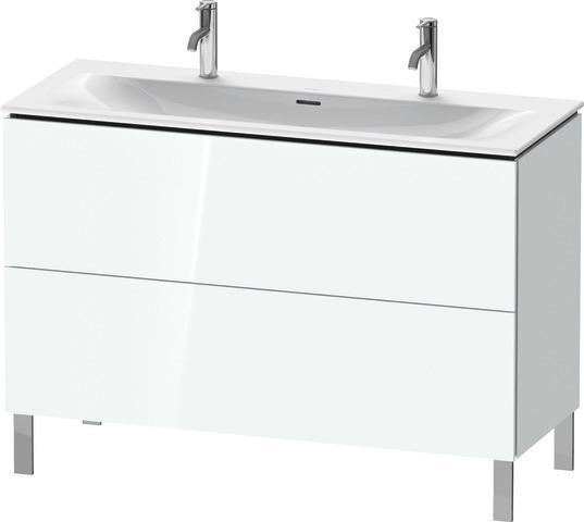 Duravit L-Cube Waschtischunterbau 1220 mm weiß matt – 2 Auszüge, Tip-On, bodenstehend