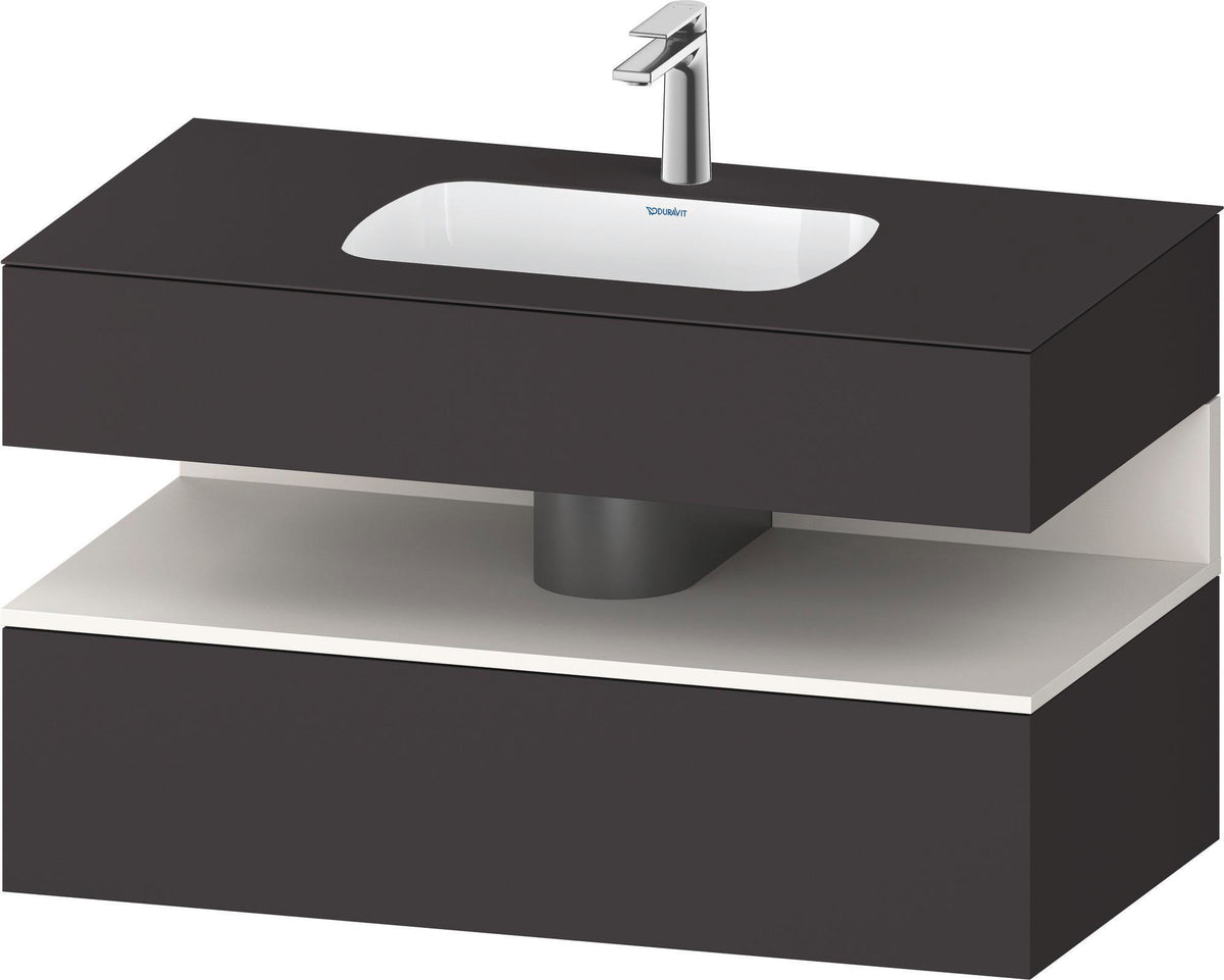 DURAVIT Qatego Einbauwaschtisch mit Konsolenwaschtischunterbau 1000 mm, 1 Auszug, antibakteriell