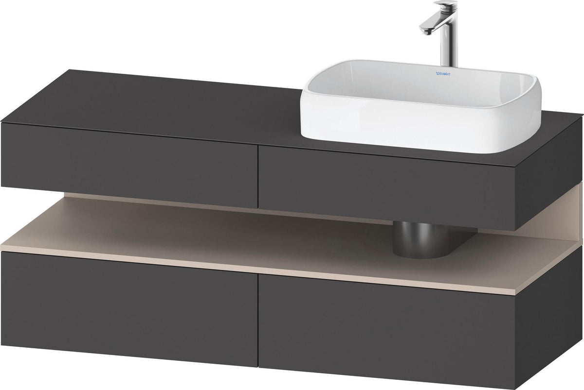 DURAVIT Qatego Konsolenwaschtischunterbau 1400 mm Weiß Matt Eiche Schwarz Matt wandhängend