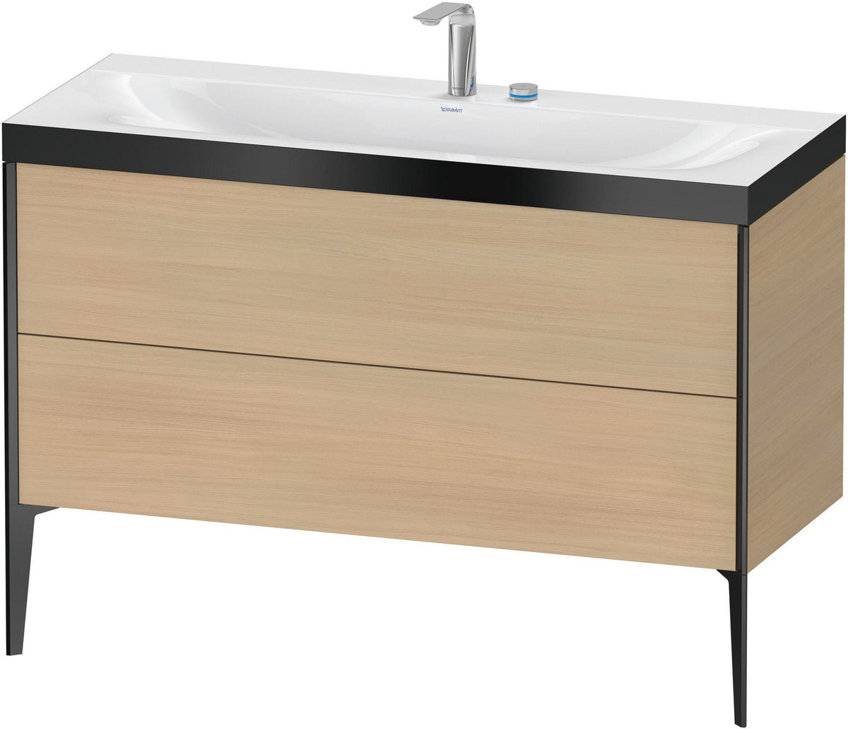 DURAVIT XViu c-bonded Waschtischunterbauset 1200 mm, 2 Auszüge, Eiche/Schwarz matt, bodenstehend