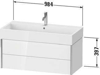 Duravit Waschtischunterbau XVIU 984x397x454 mm – 2 Schubkästen, Siphonausschnitt, Strukturmatte