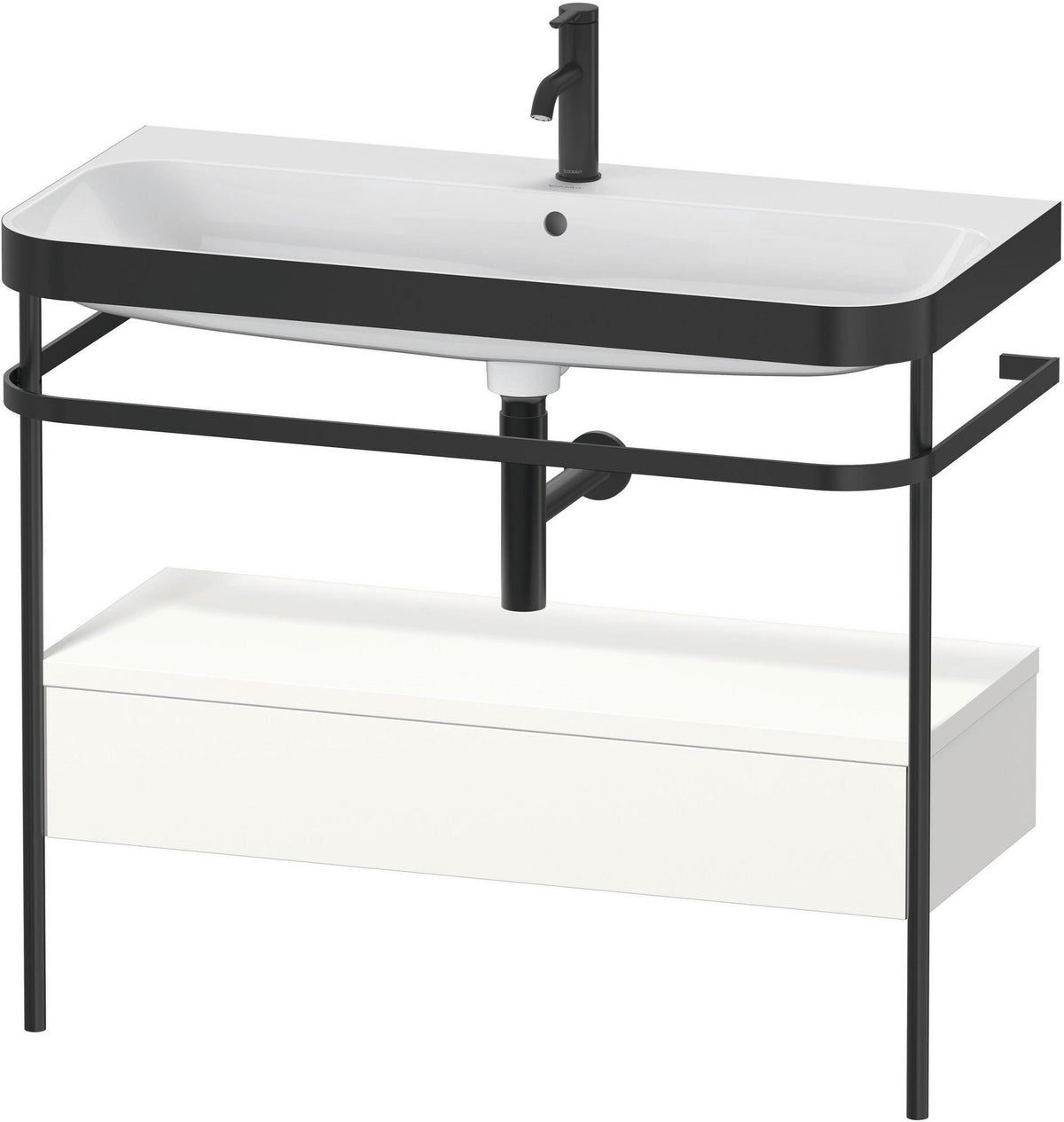 DURAVIT Happy D.2 c-bonded Waschtischset mit Metallkonsole, 975 mm, Weiß
