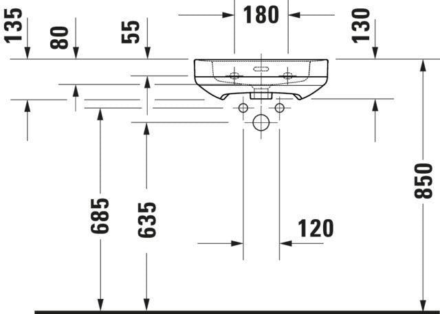 DURAVIT Handwaschbecken Soleil by Starck Weiß mit Überlauf und Hahnlochbank 450 mm