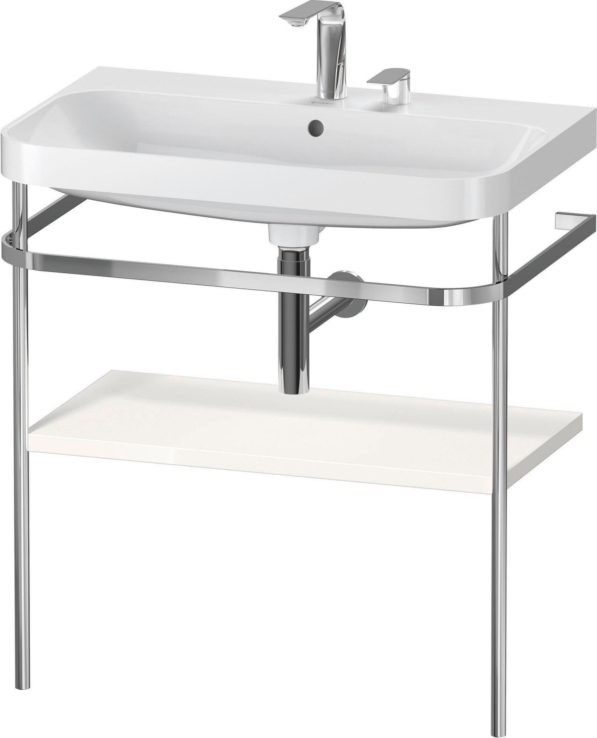 DURAVIT Happy D.2 c-shaped Waschtisch-Set 775 mm mit Metallkonsole, taupe seidenmatt
