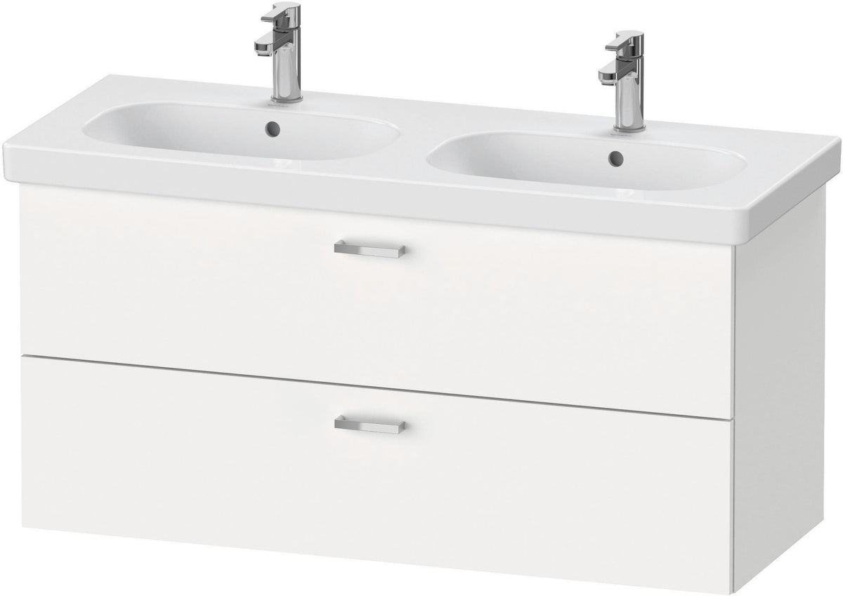 Duravit XBase Waschtischunterbau wandhängend 600 mm, 2 Schubladen, weiß matt – Soft-Close