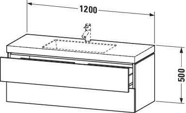 Duravit Waschtischset L-CUBE 1200x480mm mit Vero Air Waschtisch, 2 Schubkästen, HL, s-matt