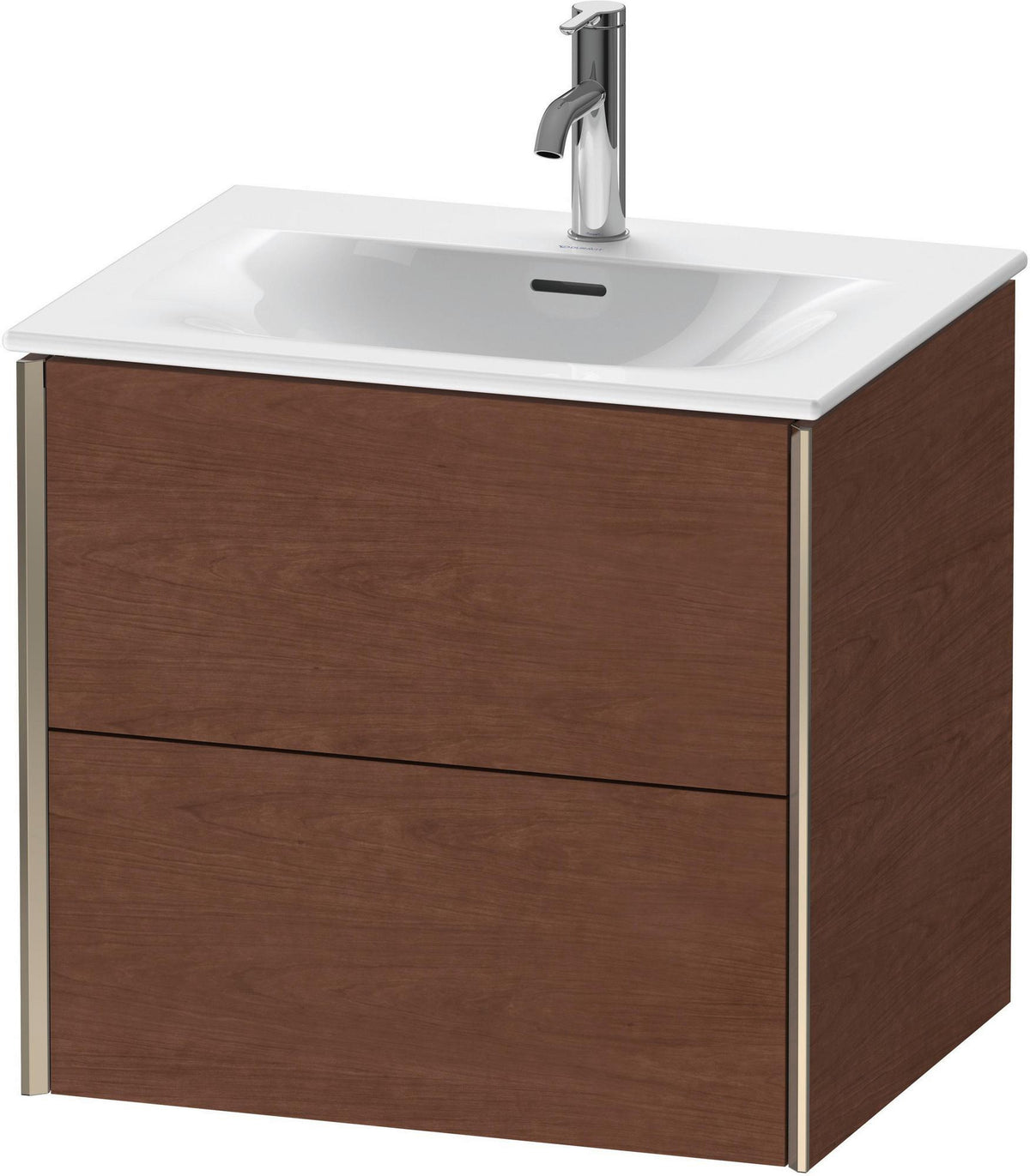 DURAVIT XViu Waschtischunterbau wandhängend 610 mm, 2 Schubkästen, Schwarz Matt / Amerikanischer Nussbaum