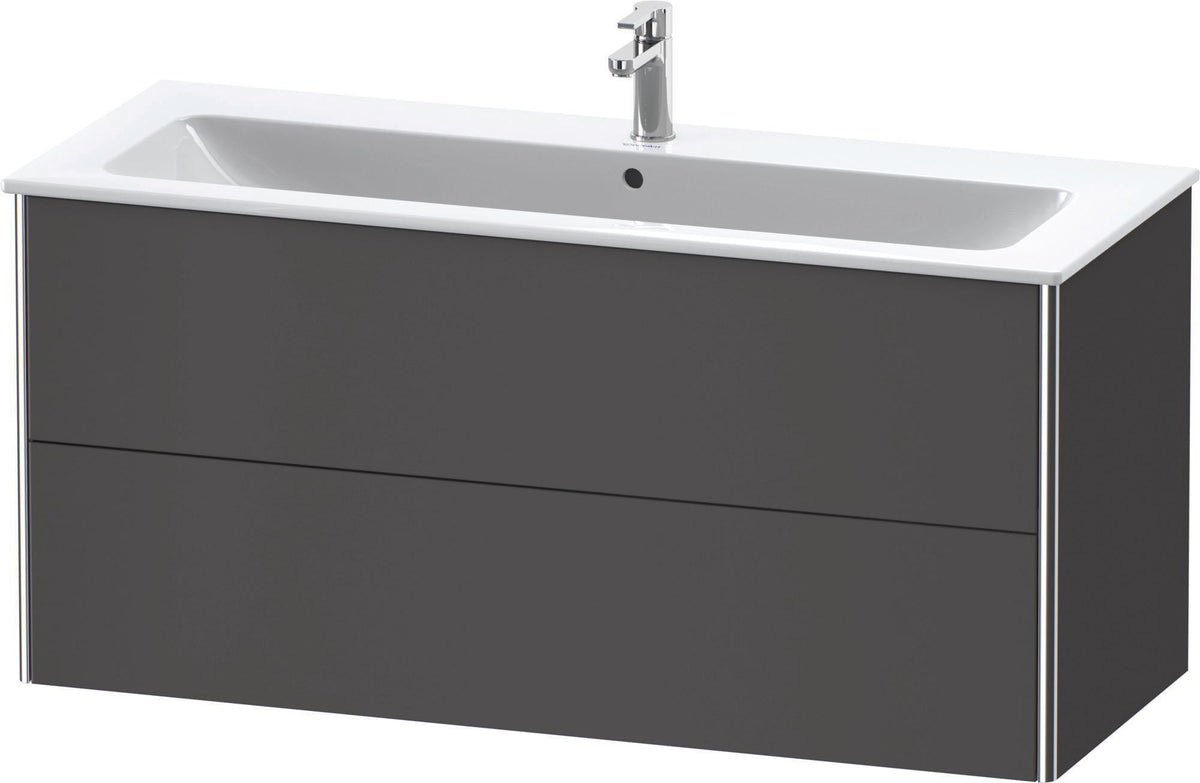 Duravit XSquare Waschtischunterbau 1210 mm, 2 Schubkästen, Graphit Matt – Wandhängend mit Tip-On