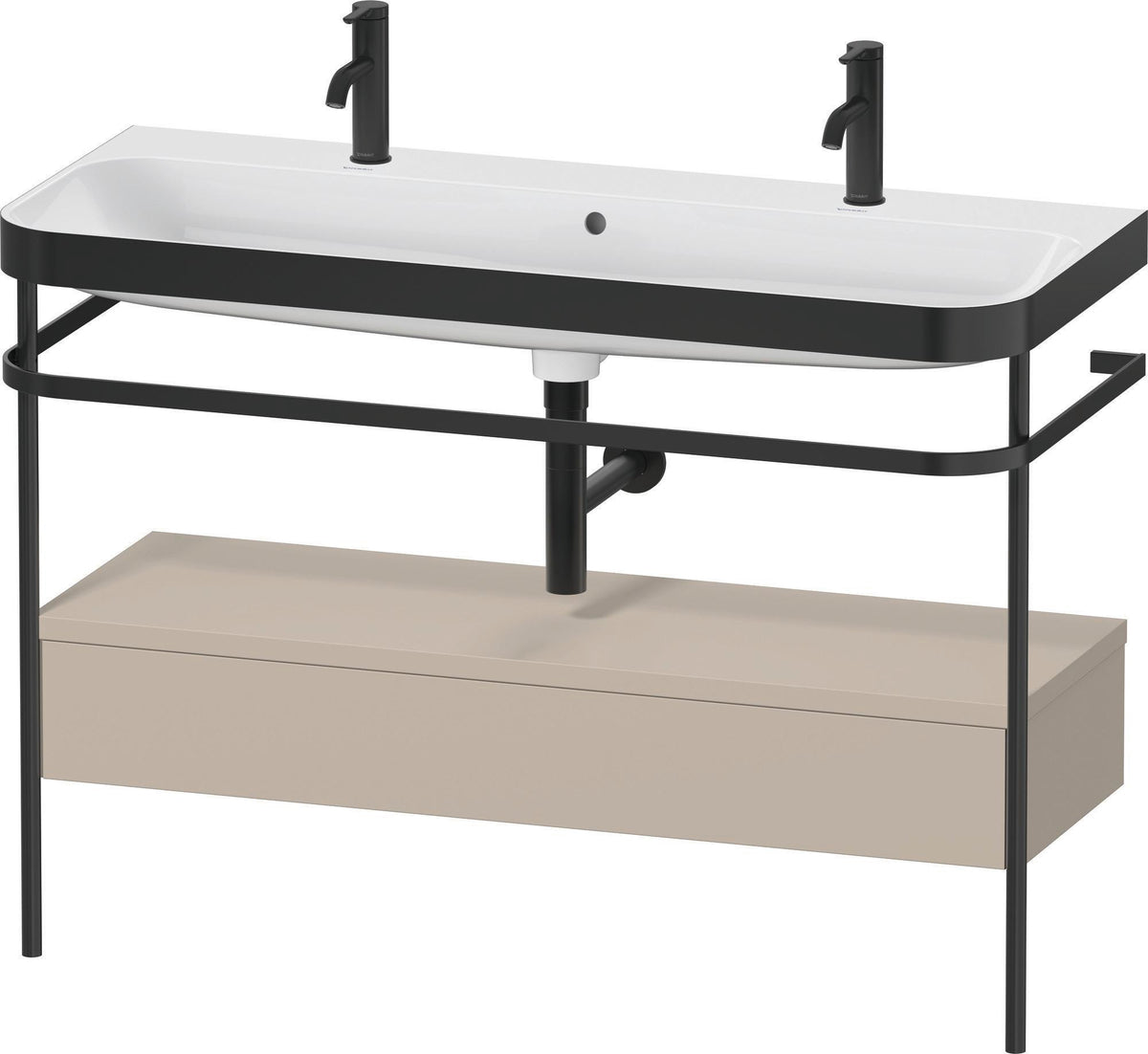 DURAVIT Happy D.2 c-bonded Waschtischset 1175 mm mit Metallkonsole und Schubkasten