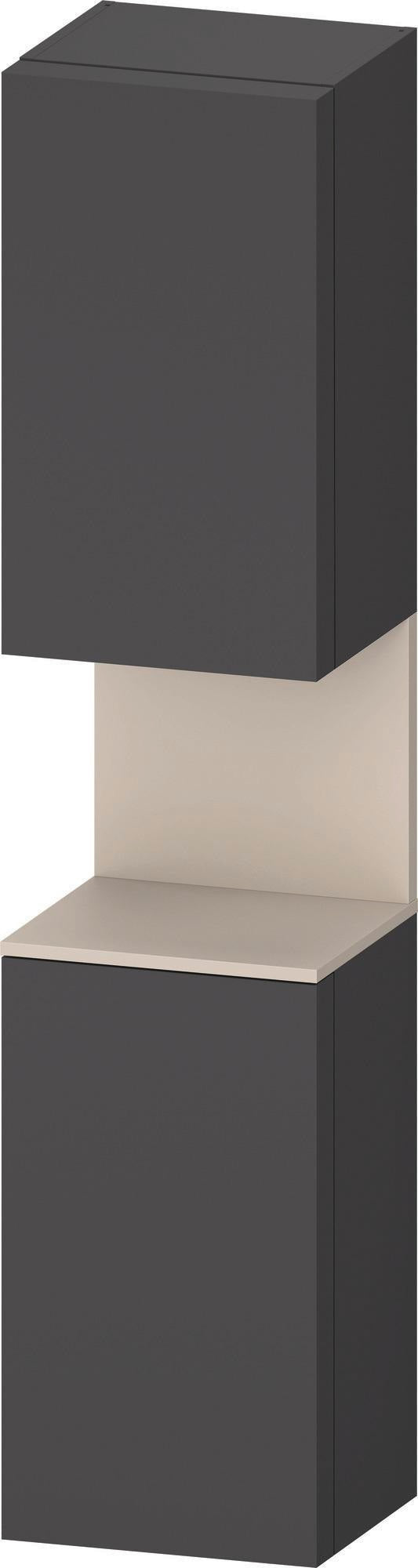 DURAVIT Qatego Hochschrank 400x360x1760mm, 2 Türen, Eiche Schwarz Matt – Wandhängend