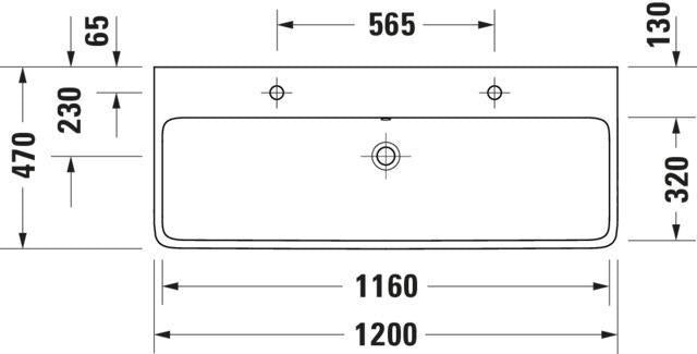 DURAVIT Qatego Aufsatzwaschtisch 1200 mm Weiß Hochglanz mit Hahnlochbank