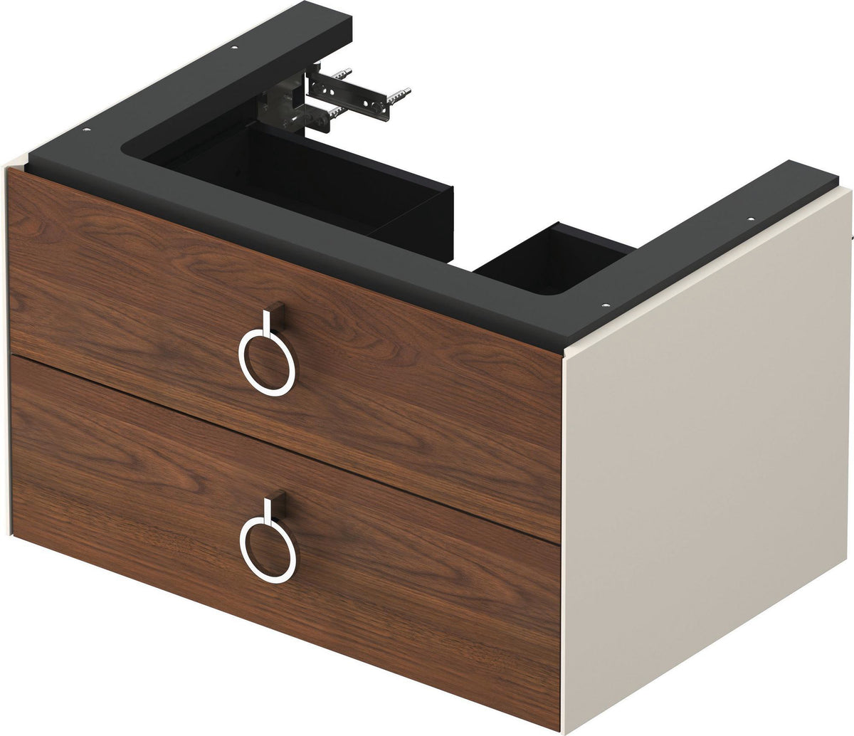 Duravit White Tulip Waschtischunterbau wandhängend 684 mm mit 2 Schubkästen und Griff, weiß seidenmatt