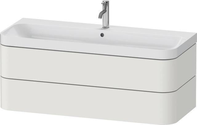 DURAVIT Waschtischset HAPPY D.2 PLUS 1175x490mm, ein Hahnloch, taupe supermatt – Wandhängend, 2 Schubkästen