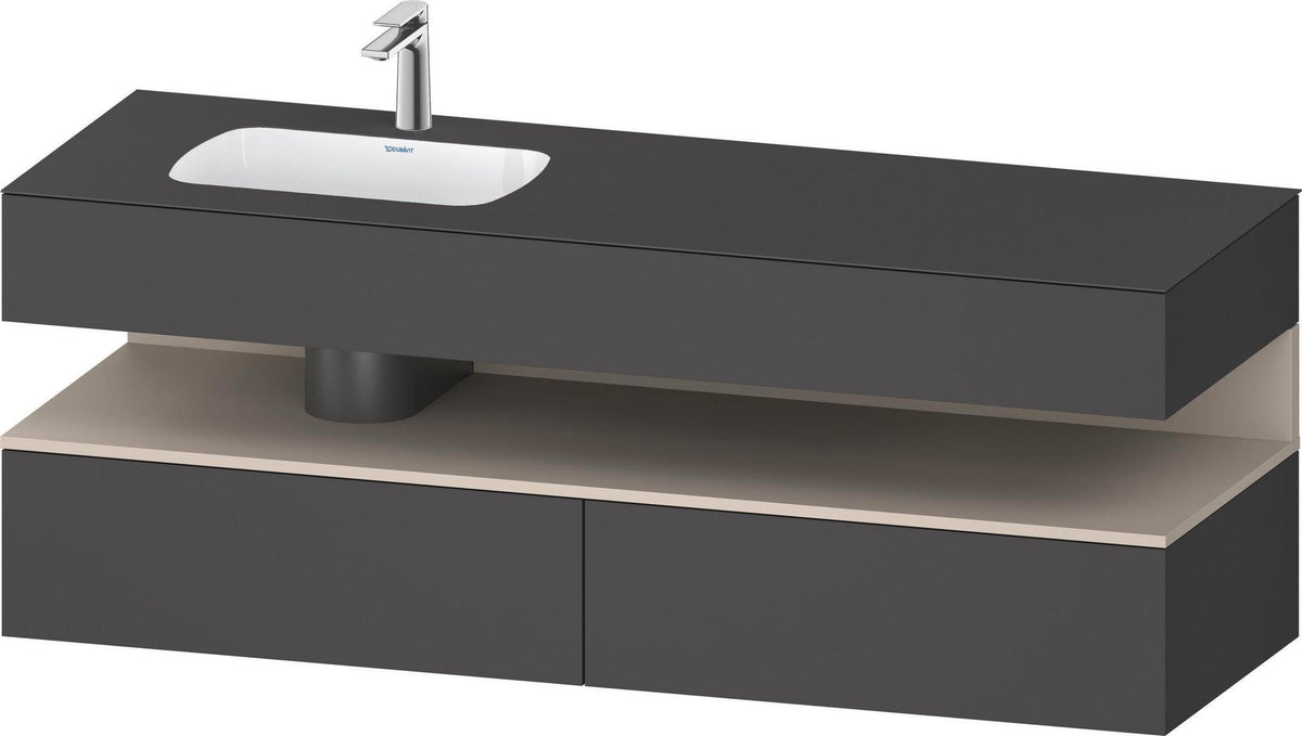 DURAVIT Qatego Studio F. A. Porsche Einbauwaschtisch mit Konsolenwaschtischunterbau 1600 mm Weiß Matt