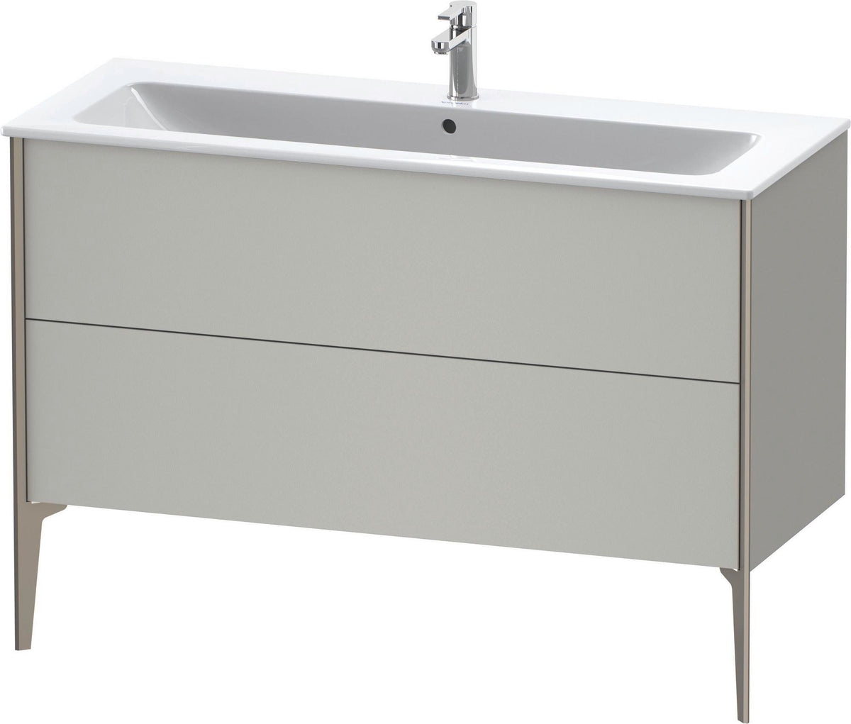 DURAVIT XViu Waschtischunterbau bodenstehend 1210 mm, 2 Auszüge, champagner matt/weiß matt