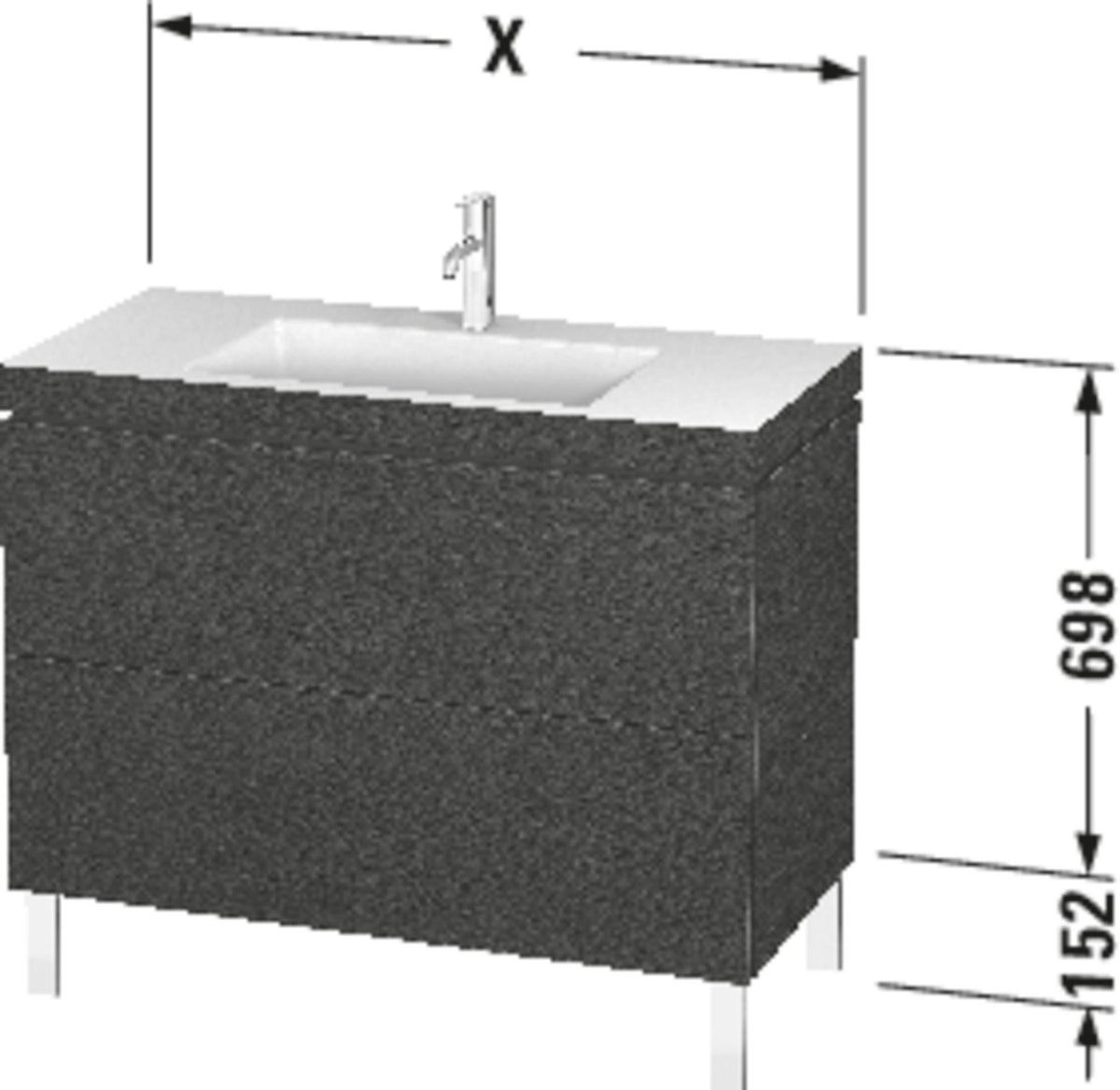 Duravit L-Cube Waschtischset 800x480mm mit Möbelwaschtisch Vero Air, 2 Auszüge, 1 Hahnlochbank, seidenmatt