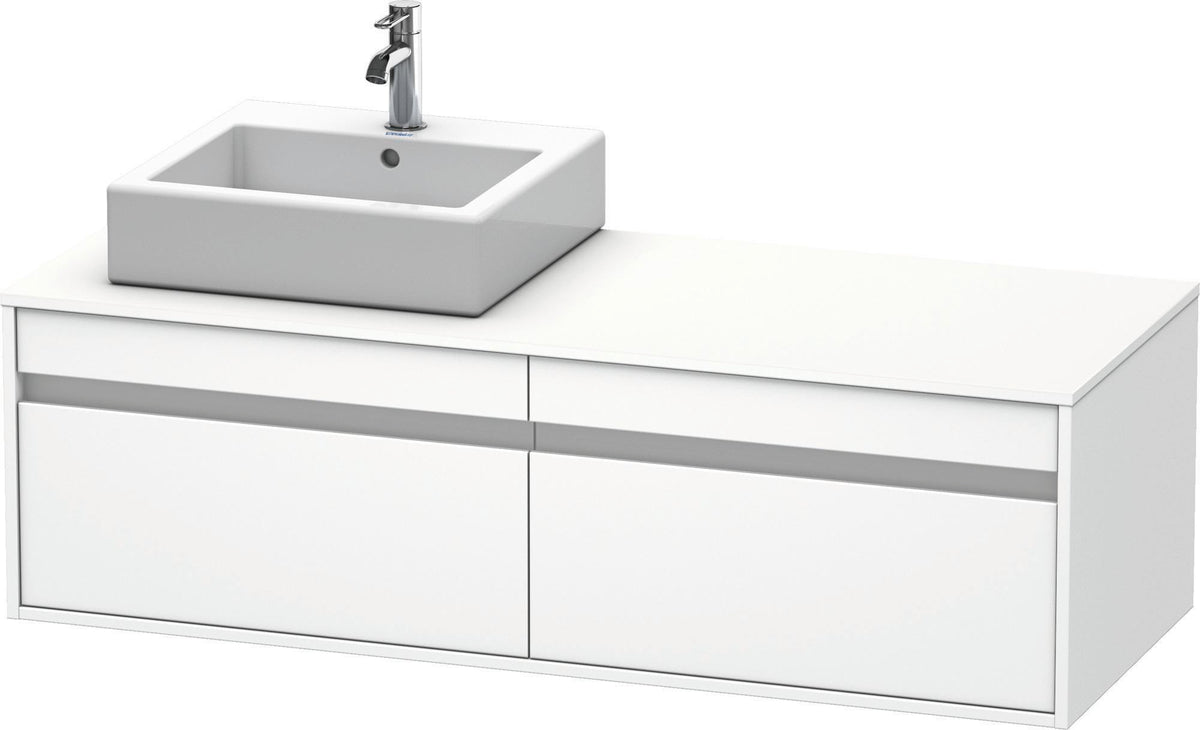 Duravit Ketho Waschtischunterbau wandhängend 1400 mm, 2 Auszüge, weiß matt, Becken links