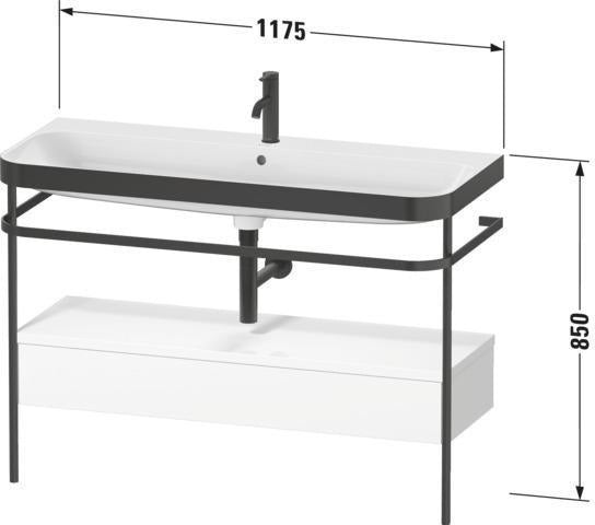 Duravit Waschtischset Happy D.2 Plus 1175x490mm ein Hahnloch taupe supermatt