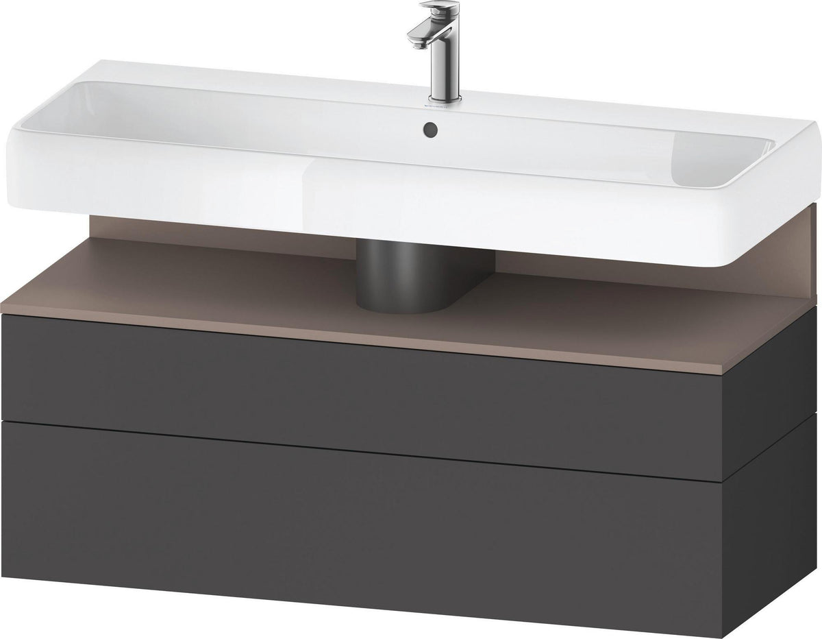 Duravit Qatego Waschtischunterbau 1190 mm – Weiß Matt mit Eiche Schwarz Nische, 1 Auszug, LED