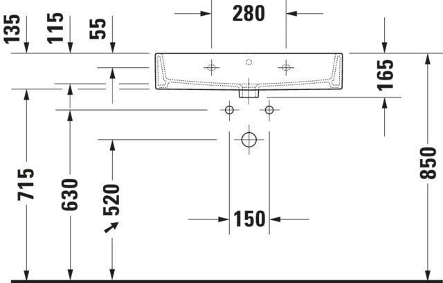 Duravit Waschtisch Vero Air 700 mm mit Überlauf und Hahnlochbank, weiß