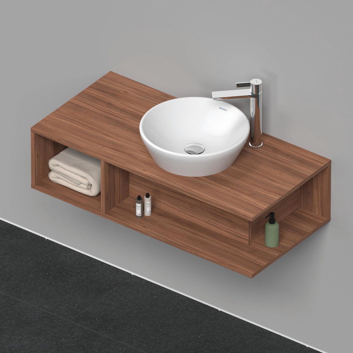 DURAVIT D-Neo Waschtischunterbau wandhängend 800 mm betongrau matt, Becken rechts, 1 offenes Fach