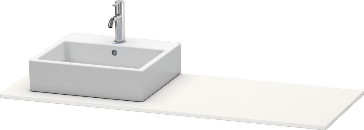 Duravit XSquare Konsole 1400x550mm betongrau matt – 1 Ausschnitt, mit Siphonaussparung