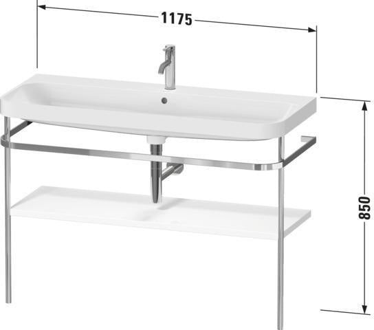 Duravit Happy D.2 c-shaped Waschtischset 1175 mm mit Metallkonsole und Waschschüssel