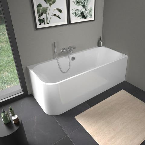 DURAVIT Happy D.2 Eckbadewanne 1800x800 mm weiß, Ecke rechts, 2 Rückenschrägen, mit Verkleidung & Fußgestell
