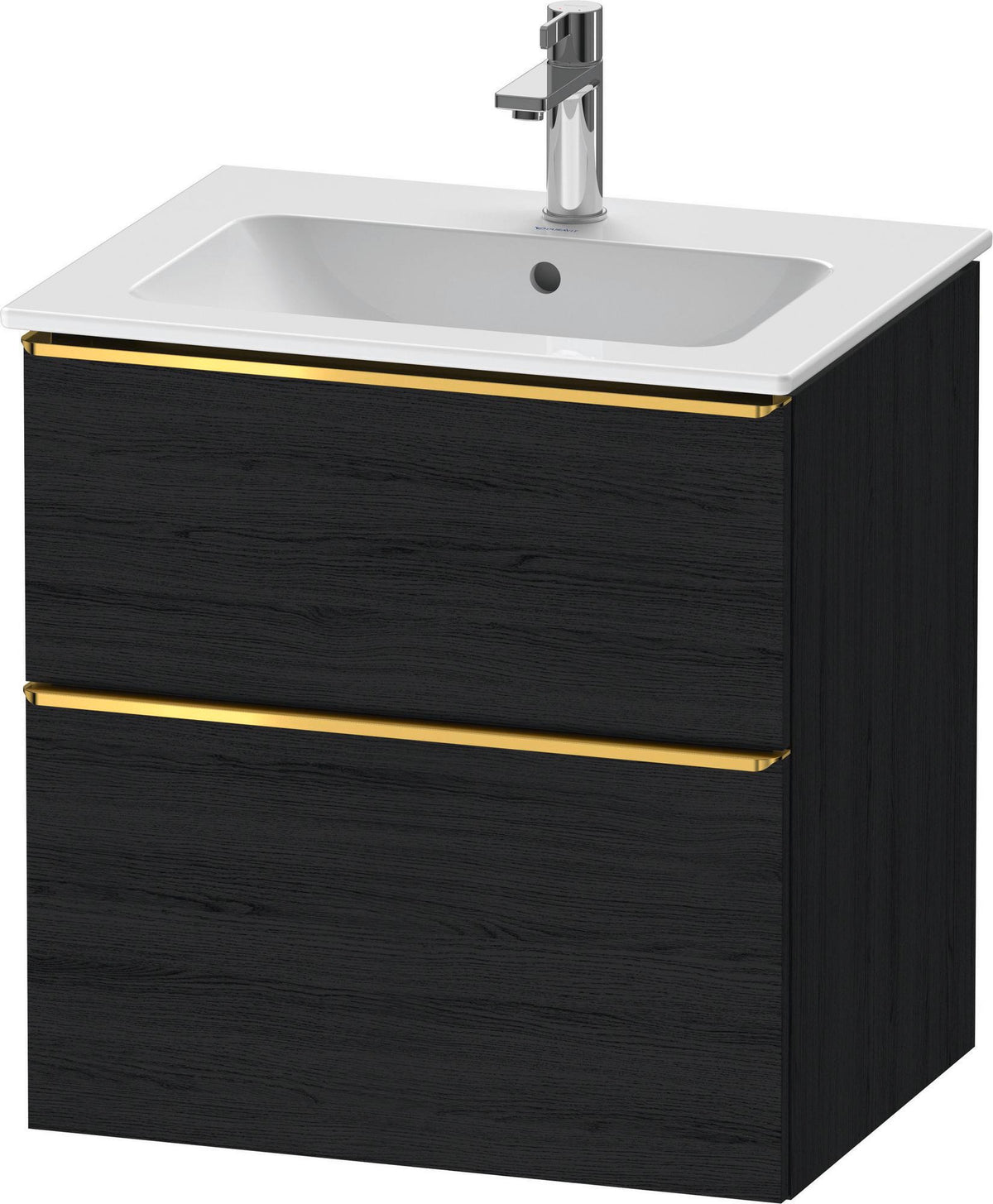 DURAVIT D-Neo Waschtischunterbau 610 mm Eiche Schwarz mit Bronze Griff – wandhängend