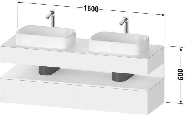 DURAVIT Qatego Konsolenwaschtischunterbau 1600 mm Basalt Matt mit 2 Auszügen und Tip-On-Technik