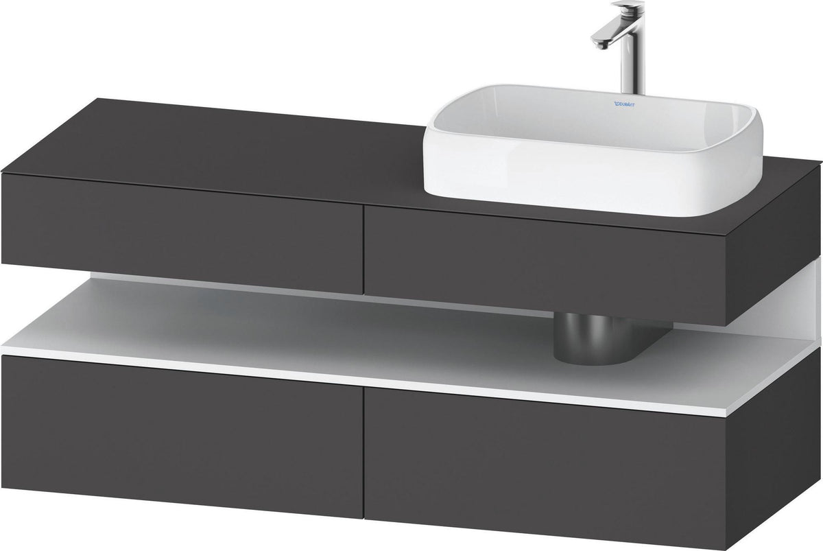 DURAVIT Qatego Konsolenwaschtischunterbau 1400 mm Weiß Matt Eiche Schwarz Matt wandhängend