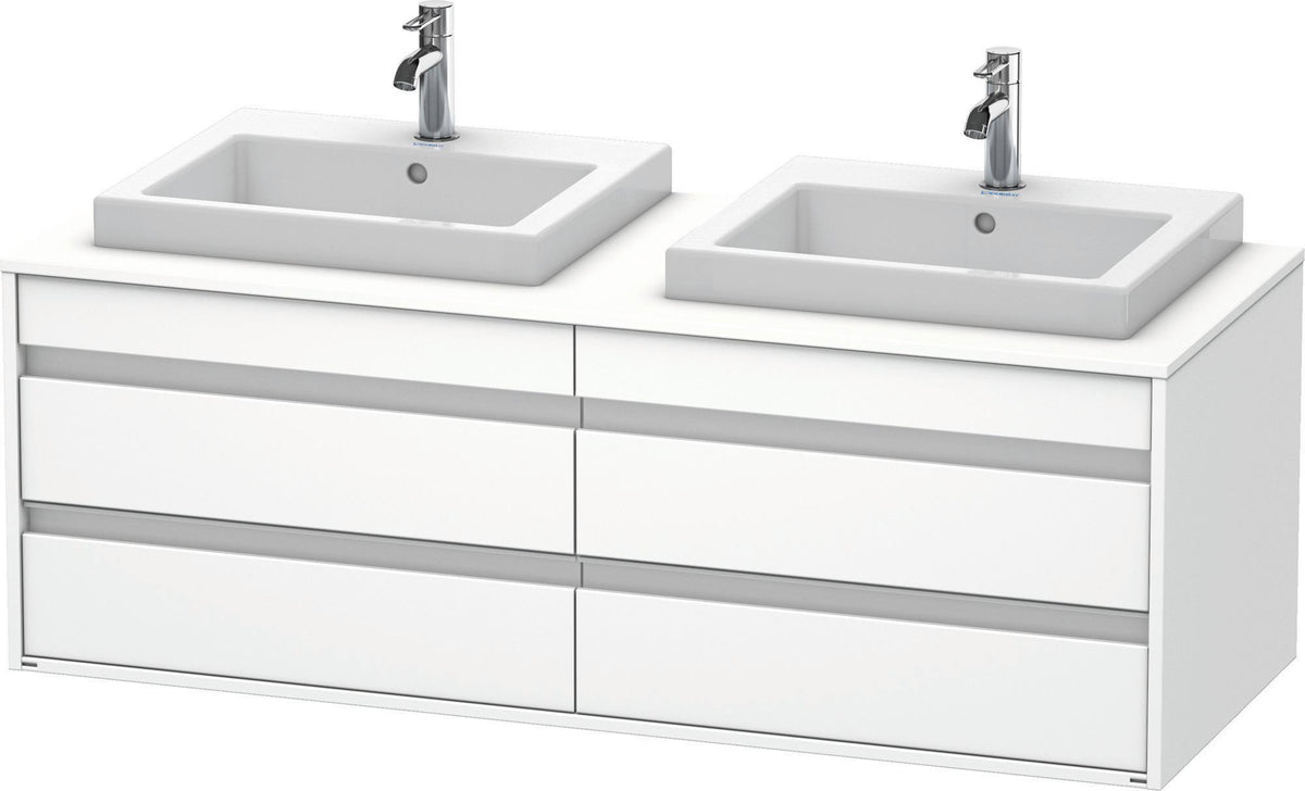 DURAVIT Ketho Waschtischunterbau wandhängend 1400 mm, 4 Schubkästen, weiß matt, 2 Becken