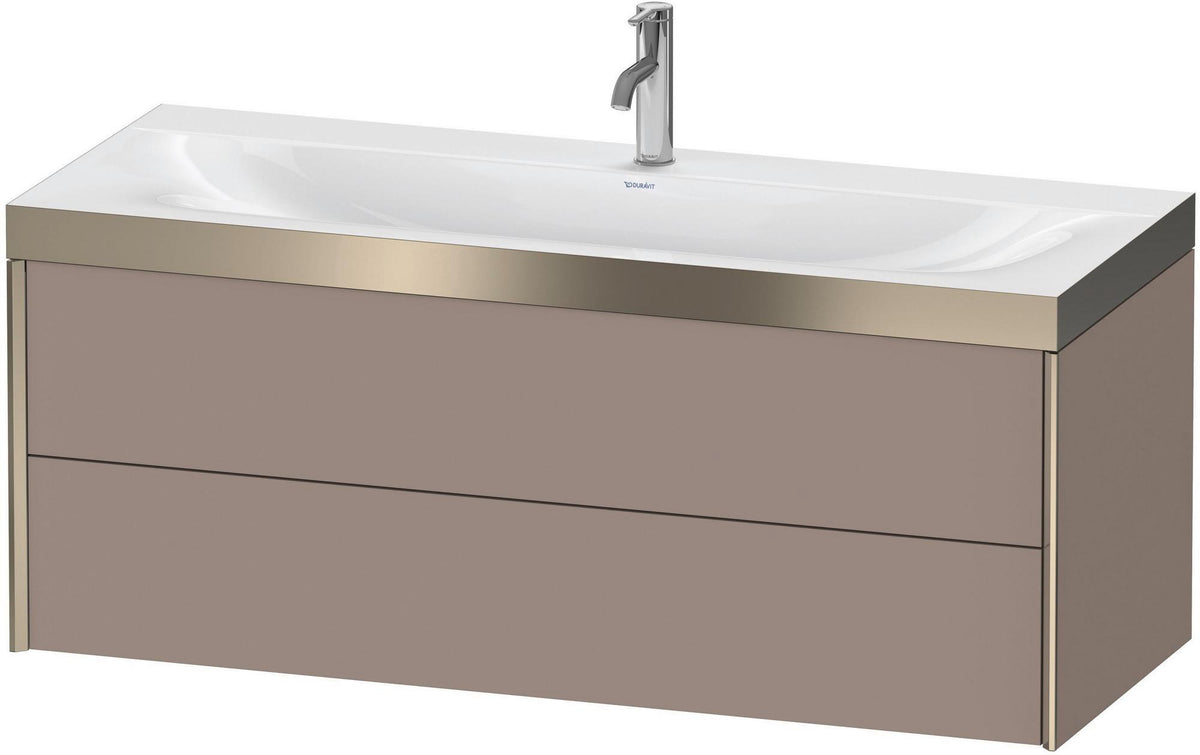 Duravit XViu c-bonded Waschtischunterbauset 1200 mm, 2 Schubkästen, champagner matt/leinen