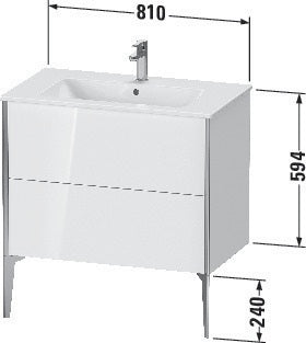 Duravit Waschtischunterbau XVIU 810x834x480mm 2 Auszüge Ahorn mitte Schürze s-matt