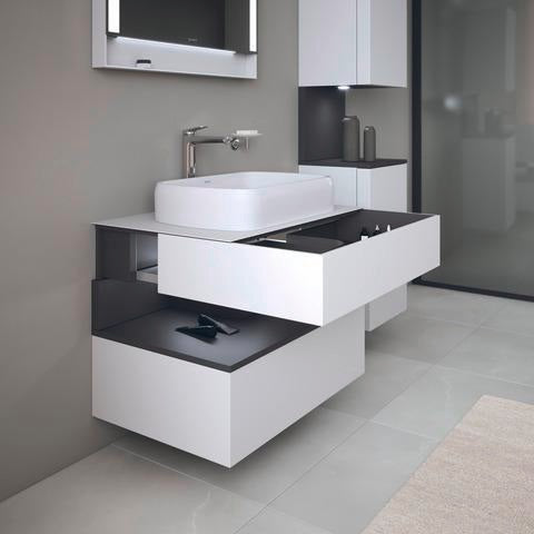 DURAVIT Qatego Hochschrank 400 mm, 2 Türen, weiß Hochglanz, Eiche Schw. Matt