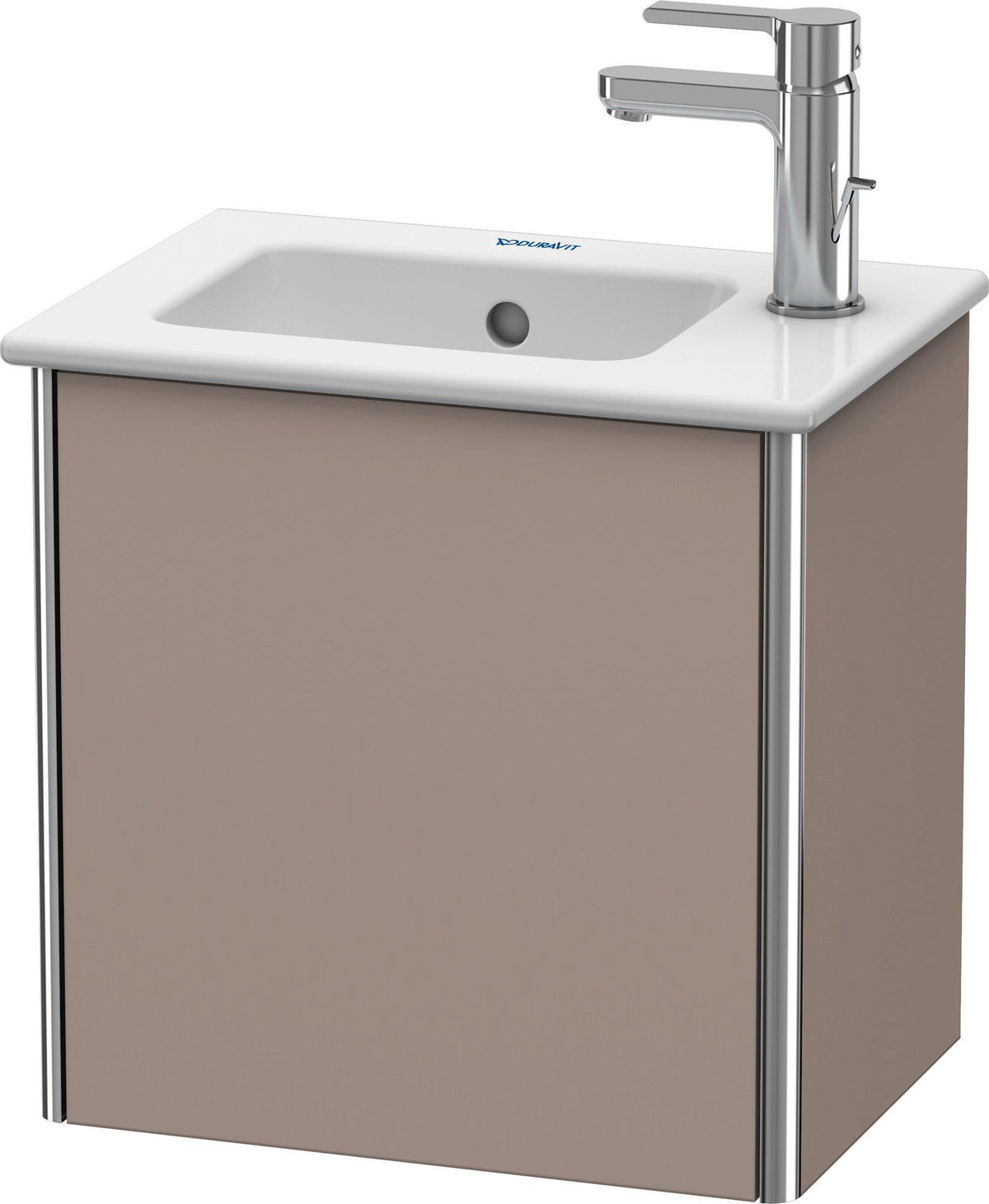Duravit XSquare Waschtischunterbau 410 mm, 1 Tür links, Basalt Matt – Wandhängend mit Tip-On