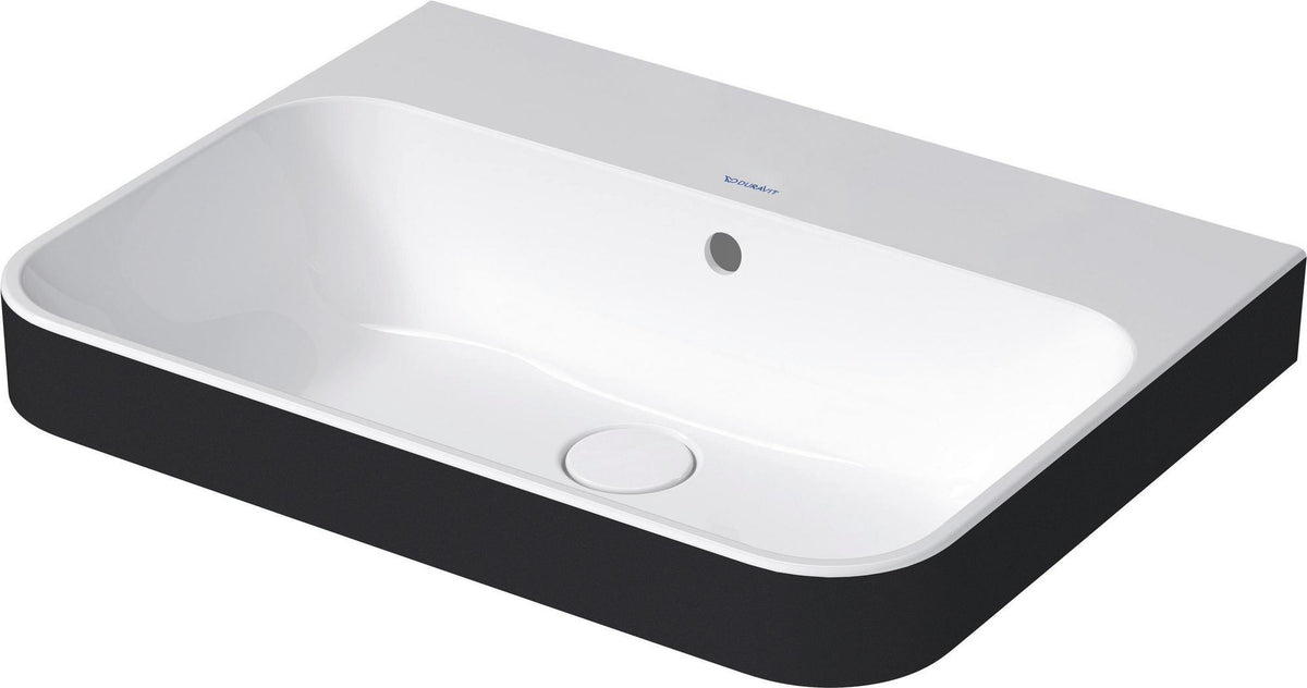 DURAVIT Aufsatzbecken Happy D.2 Plus 600 mm Weiß mit WonderGliss, Überlauf und Hahnlochbank