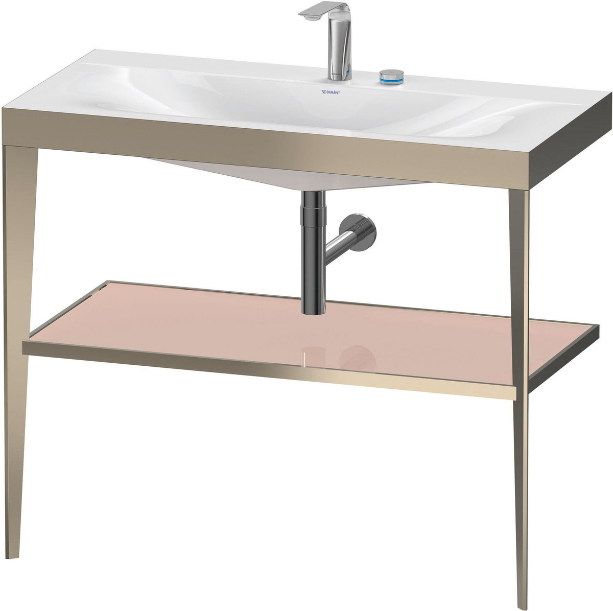Duravit XViu c-bonded Waschtischset 1000 mm mit Metallkonsole, weiß hochglanz / schwarz matt – inkl. Waschschüssel