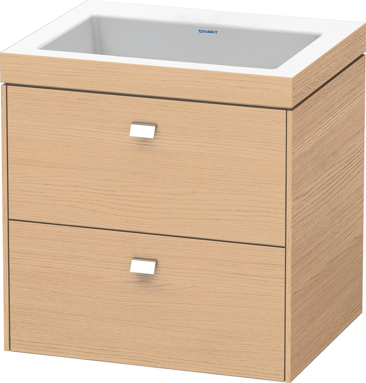 Duravit Brioso c-bonded Waschtischset 613x600x480 mm mit 2 Schubkästen, Chrom/Betongrau Matt