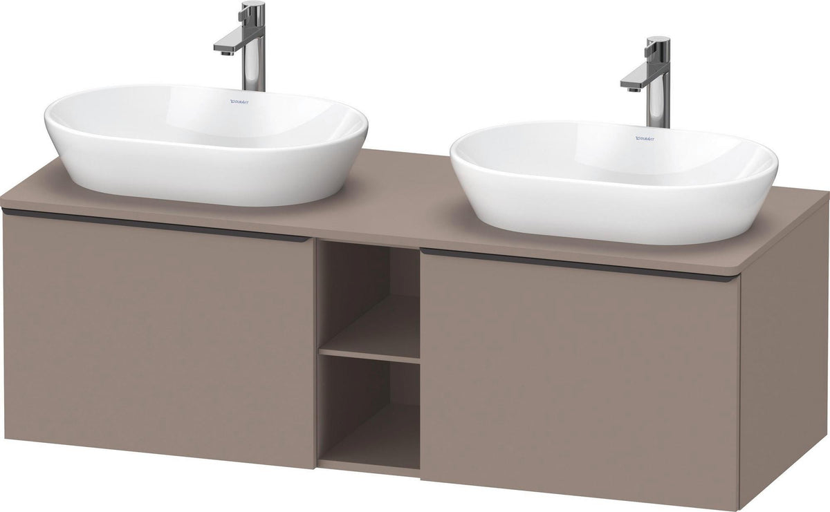 DURAVIT D-Neo Konsolenwaschtischunterbau 1400 mm betongrau matt mit 2 Auszügen und Bronze-Griffen